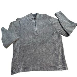 Woolrich Charcoal Black Acid wash Zip-Up Sweater Diamond patterned side panels
